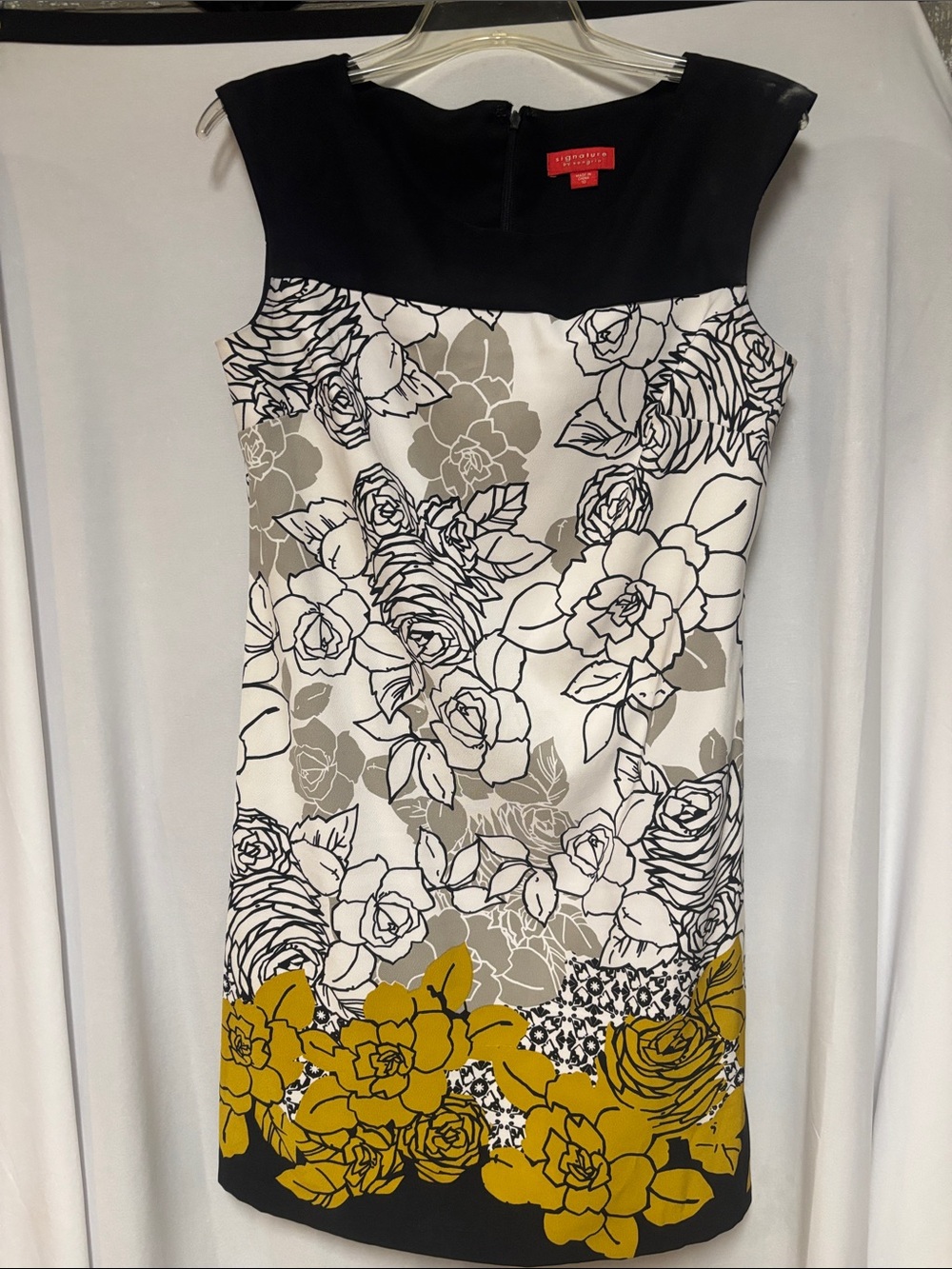 Signature by Sangria Black and White Sheath Mini Dress